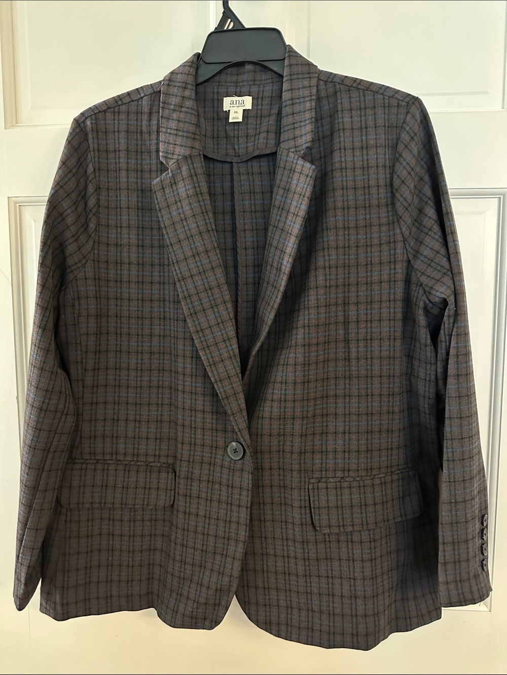 a.n.a Brown and Gray Plaid Single-Button Blazer